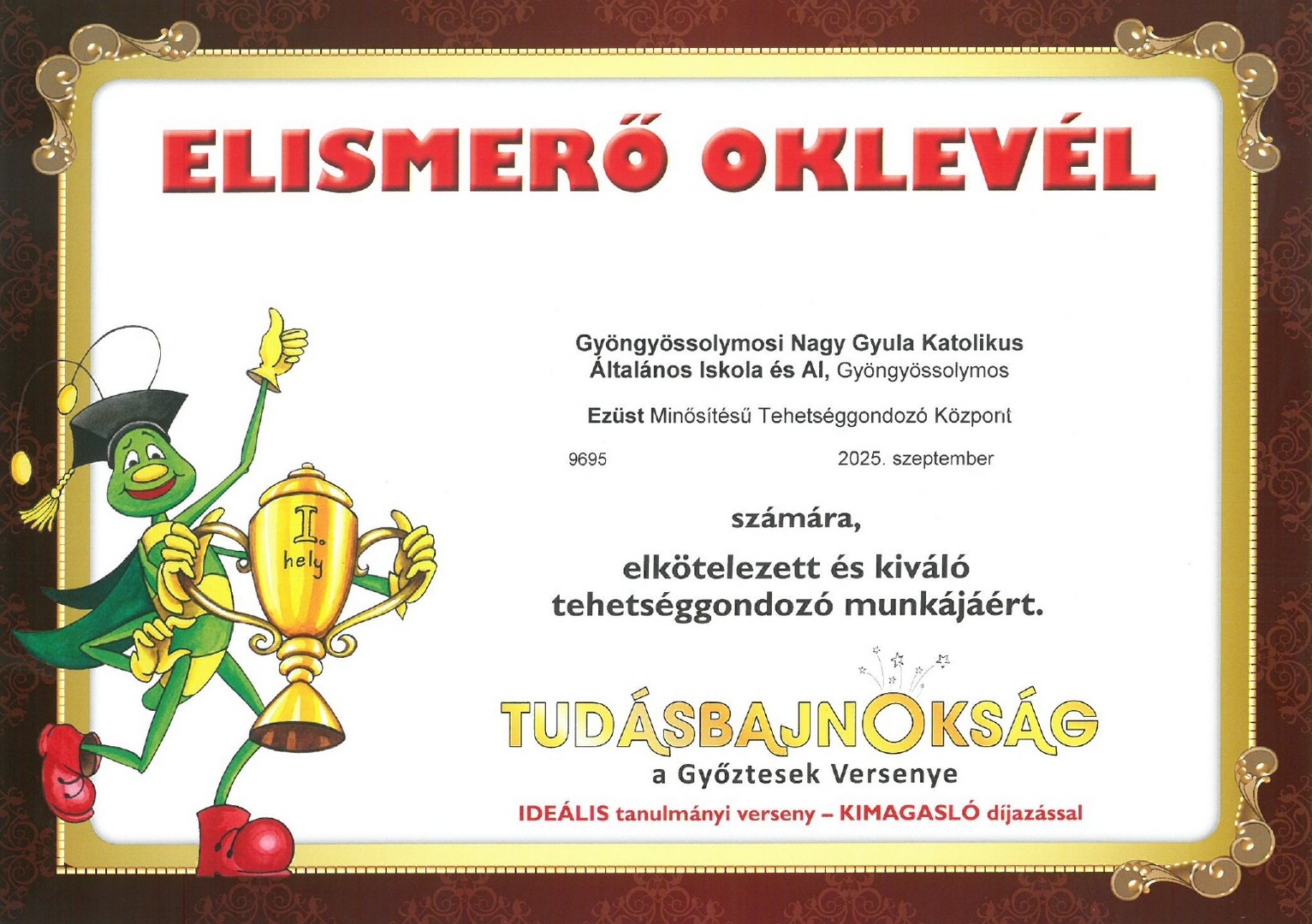 Elismerő oklevél